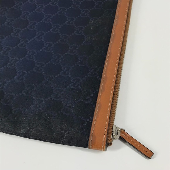 Gucci GG logo all over pouch bag clutch Navy Blue - Picture 9 of 15